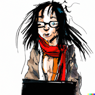 a software developer in the style of ralph steadman