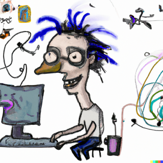 a software developer in the style of ralph steadman